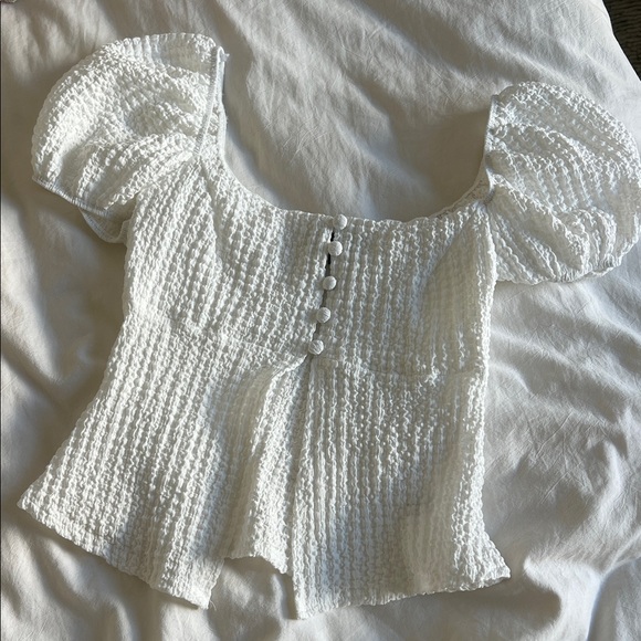 Lulus Tops - Lulu's Cream Textured Button-Up Blouse